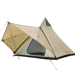 vidalido维达利多 露营帐篷2-4人户外便携式小印第安金字塔带门厅防晒防雨 米白色帐篷
