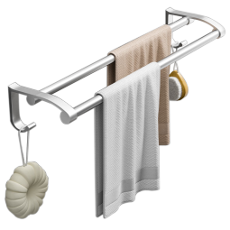 百字毛巾架免打孔毛巾杆加厚太空铝浴巾架卫生间浴室置物架双杆