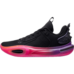 李宁（LI-NING）男鞋篮球鞋2023新款全城11兔年男子篮球比赛鞋 黑色/荧光洋红-6 42