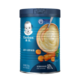 嘉宝（Gerber）米粉/麦粉/ 婴儿辅食 含益生菌含铁 250g 宝宝营养米糊 南瓜小米 250g