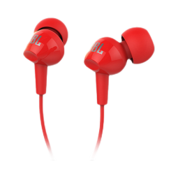 JBL C100SI 入耳式耳机有线立体声网课学习会议游戏笔记本电脑耳机带麦可通话 Air轻盈 出色低音 红色