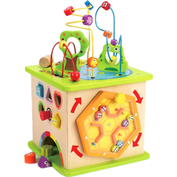 Hape多功能游戏盒 六面百宝箱玩具0-1-3岁男女小孩儿童礼物早教 开心农场游戏盒 E1810