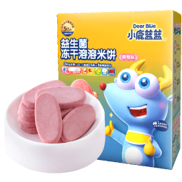 小鹿蓝蓝益生菌冻干溶溶米饼 宝宝米饼零食儿童冻干零食吸口水 草莓味20g