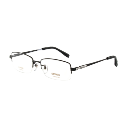 精工(SEIKO)眼镜远近视男款半框钛材眼镜框架HT01080 113 55mm亮黑色/银钯色