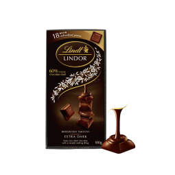 Lindt瑞士莲巧克力软心特浓黑巧克力100g进口儿童零食生日礼物女伴手礼
