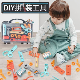 KIDNOAM儿童工具箱玩具套装男孩过家家维修螺丝刀锯子仿真工具手提 工具箱套装（锤子、锯子款式随机）
