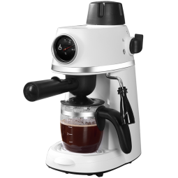 Derlla咖啡机家用小型意式半自动浓缩办公室现磨咖啡奶泡机 白色