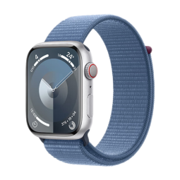 Apple/苹果 Watch Series 9 智能手表GPS+蜂窝款45毫米银色铝金属表壳凛蓝色回环式运动表带 MRPA3CH/A