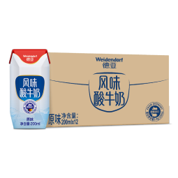 德亚（Weidendorf）德国进口原味酸牛奶200ml*12盒 整箱装每盒7.2g蛋白质营养早餐