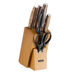 苏泊尔（SUPOR）菜刀刀具套装组合 厨房7件套厨具全套刀 刀身一体天然花梨木手柄 TK23006E 7件套
