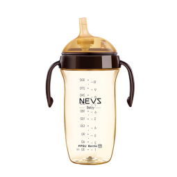 NEVS学饮杯婴幼儿吸管奶瓶把手PPSU鸭嘴杯儿童水杯 宝宝重力球吸管杯 偏心吸管杯 300ml