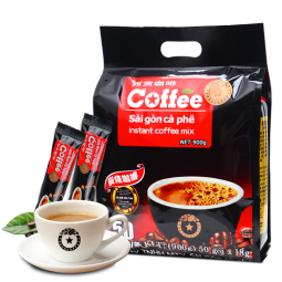 西贡（SAGOCOFFEE）越南进口西贡咖啡三合一速溶咖啡粉袋装猫屎咖啡味炭烧原味咖啡 浓香炭烧18克x50条