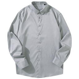 MARKLESS长袖衬衫春夏男士商务衬衣纯色休闲上衣CSB1506M 灰色XL