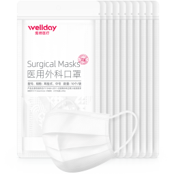 维德（WELLDAY）一次性医用外科口罩100只（每10只独立包装*10袋）二类医疗器械无菌级防沙尘防晒口罩挂耳式
