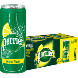 巴黎水（Perrier ）法国原装进口 柠檬味气泡矿泉水  250ml*30罐 整箱装