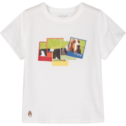暇步士（Hush Puppies）童装男童女童夏季新款时尚百搭短袖圆领衫 本白 120cm