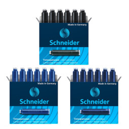 施耐德（Schneider） 德国钢笔墨水胆墨囊一次性墨胆欧标口径2.6MM中小学生男女孩钢笔替换用 桶装蓝色墨囊（100支）