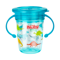 努比（Nuby）婴幼儿学饮杯防漏带手柄魔术杯 tritan材质 360°啜饮240ml 绿色