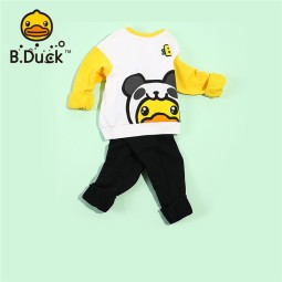 B.duck小黄鸭童装儿童套装男童卫衣春秋装女童长裤两件套 米白 110cm