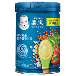 嘉宝（GERBER）【吞】混合蔬菜谷物高铁米粉  6月龄混合口味辅食米糊250g