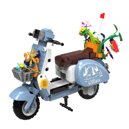 哲高积木拼装玩具电动摩托车系列踏板小绵羊模型摆件送女孩生日礼物 00325蓝色摩托车-561PCS