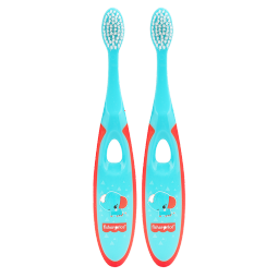 费雪（Fisher Price）儿童牙刷 宝宝牙刷护龈乳牙细软毛牙刷口腔清洁 蓝色2支装