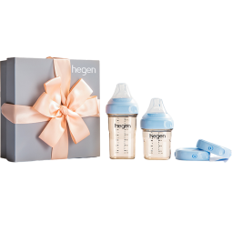 HEGEN海格恩奶瓶新生儿多功能奶瓶PPSU防胀气婴儿0-6个月奶瓶礼盒套装 150ml+240ml 奶瓶+2只储存盖 蓝色