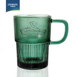 乐唯诗（NERVISHI） 墨绿带把玻璃水杯大容量原色玻璃ins风吸管杯一盖两用啤酒咖啡杯 兰特杯【裸杯】 440ml 1只