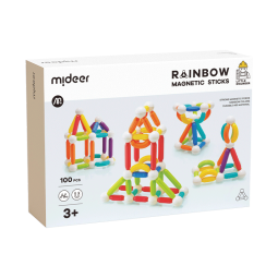 弥鹿（MiDeer）儿童玩具磁力棒磁力自由拼插磁铁玩具彩虹磁力棒100件儿童节礼物