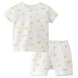 丽婴房（Les enphants）童装婴儿衣服儿童纯棉短袖内衣套装男女童睡衣套装夏季 两粒扣 80CM/1岁