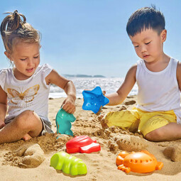 Hape沙滩9件套儿童玩具套装挖沙戏水玩雪3-6岁男女孩儿童礼物 hape沙滩9件套(赠网状收纳袋)