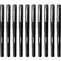 斑马牌（ZEBRA）银蛇直液式签字笔 0.5mm子弹头拔帽中性笔 学生刷题笔记标注笔 办公用黑笔 C-JB1 黑色 10支装