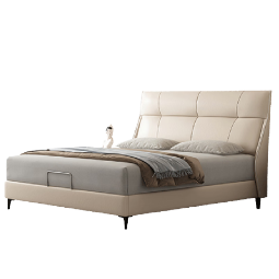 喜临门 真皮床 现代轻奢软床 头层牛皮 主卧家具双人大床 麦琪 象牙白 1.5m*2.0m