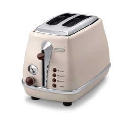 德龙（Delonghi）复古面包机 多士炉 不锈钢内胆烤吐司机 家用多功能面包机 烤面包机 CTO2003.VBG 奶油白