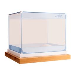 美朵嘉A类家用婴儿防摔围栏蚊帐支架三开门浅蓝带幔头1.8x2【网眼加密】