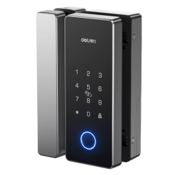 得力玻璃门指纹锁智能电子密码锁办公室玻璃门锁免开孔布线蓝牙小程序管理 AL102