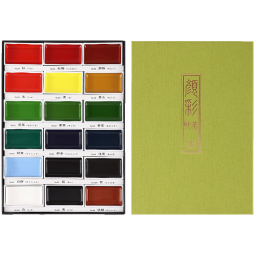 吴竹（KURETAKE）颜彩耽美固体颜料专业美术固体水彩颜料初学者学生用国画颜料水墨画古风工笔画18色MC20/18V