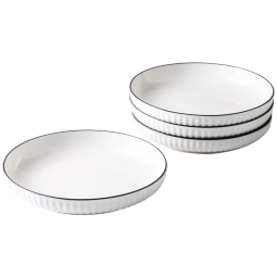 亿嘉（IJARL）菜盘陶瓷餐具套装白瓷盘子家用水果盘套装饺子盘 白露8英寸4只装