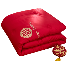 艾维（I-WILL）结婚婚庆被芯喜被大红色刺绣被子棉被双人新婚冬被 2.2*2.4m