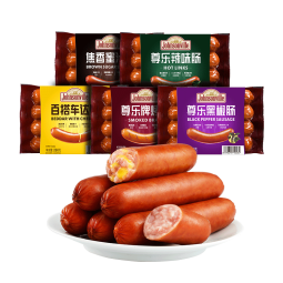 尊乐香肠260g组合装纯肉烤肠烤肠热狗肠早餐肠原味芝士蜜汁辣味黑胡椒 原味+芝士+蜜汁+辣味（4包）