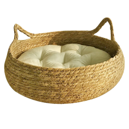 法耐（FANAI）藤编猫窝夏季用猫咪编织冬天保暖猫抓板猫产窝四季通用可拆洗草编 猫耳暖白四季款【四季可用】 L-大型【直径46cm】