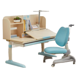 松下（Panasonic）儿童学习桌椅套装护眼电动可升降学习实木板 适用中小学生学习桌 实木电动桌+护脊双背椅-蓝 115cm 115cm