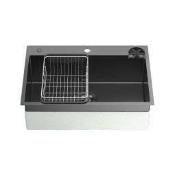 九牧（JOMOO）厨房水槽洗菜一体盆单槽枪灰纳米抗刮加厚不锈钢手工洗碗槽洗菜池 【洗杯】70*48（不含龙头）