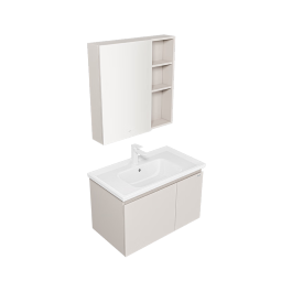 九牧（JOMOO）浴室柜陶瓷一体盆卫生间洗脸盆柜组合洗手盆智能卫浴洗漱台A2741 基础款-升级牙刷架-冷灰80cm 【基础款赠龙头|智能款享国补】