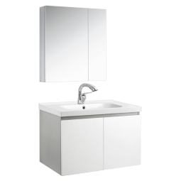 摩恩（MOEN）洗脸盆柜组合浴室柜洗手池洗漱台卫浴镜柜面盆柜套装 白色浴室柜 75cm +镜柜60+抽拉龙头