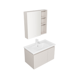 九牧（JOMOO）浴室柜陶瓷一体盆卫生间洗脸盆柜组合洗手盆智能卫浴洗漱台A2741 智能款-升级牙刷架-冷灰80cm 【无龙头】