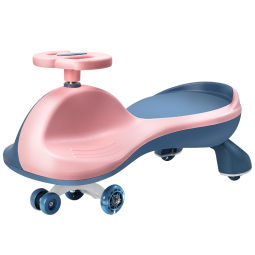 活石儿童扭扭车1-3岁防侧翻婴儿溜溜车宝宝摇摆车摇摇车静音轮带音乐 粉蓝色（静音闪光轮+儿歌+牵绳）