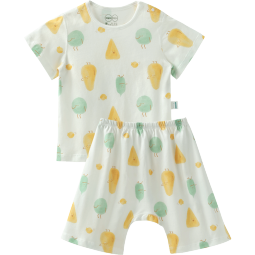 aqpa婴儿内衣套装夏季纯棉宝宝空调衣服薄款分体短袖短裤【配汗巾】 水果汽车 73cm