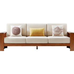 林氏家居实木沙发客厅小户型新中式全实木沙发布艺组合家具林氏木业LS158 K1-A双扶手三人