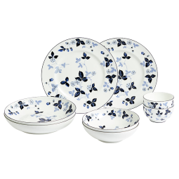WEDGWOOD[春节不打烊]野草莓墨蓝餐具套装多人食餐具家用碗盘骨瓷礼盒 野草莓墨蓝两人食 8头